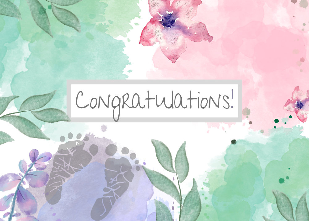 Congratulations! (flowers and footprints)