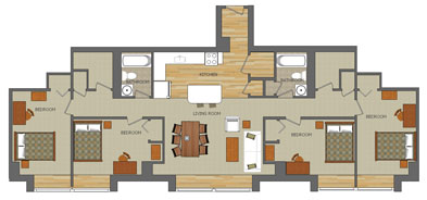 Four bedroom suite layout
