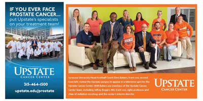 This ad series draws attention to our services by capitalizing on the popularity of SU athletics. Both the basketball and football coaches have appeared in television commercials, print ads and on social media.