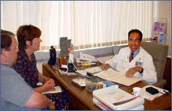 Consulting with patients.