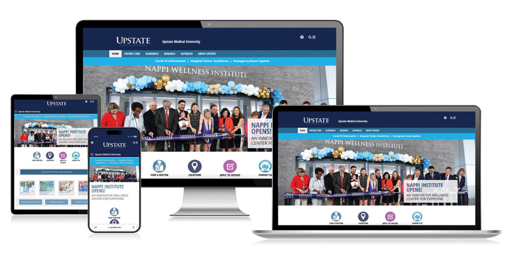 Upstate web sites viewed on a desktop, laptop, tablet, and phone