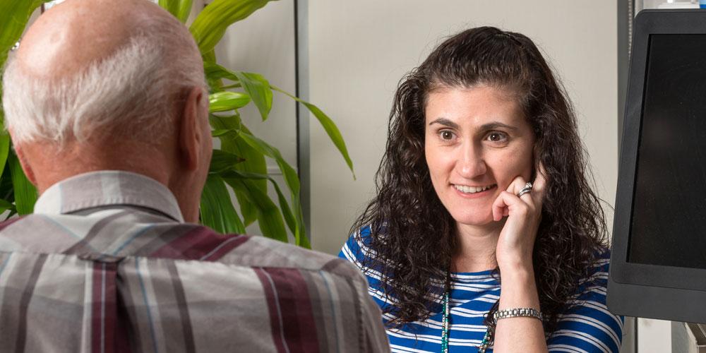 Angelina Rodner, PhD, psychologist with patient