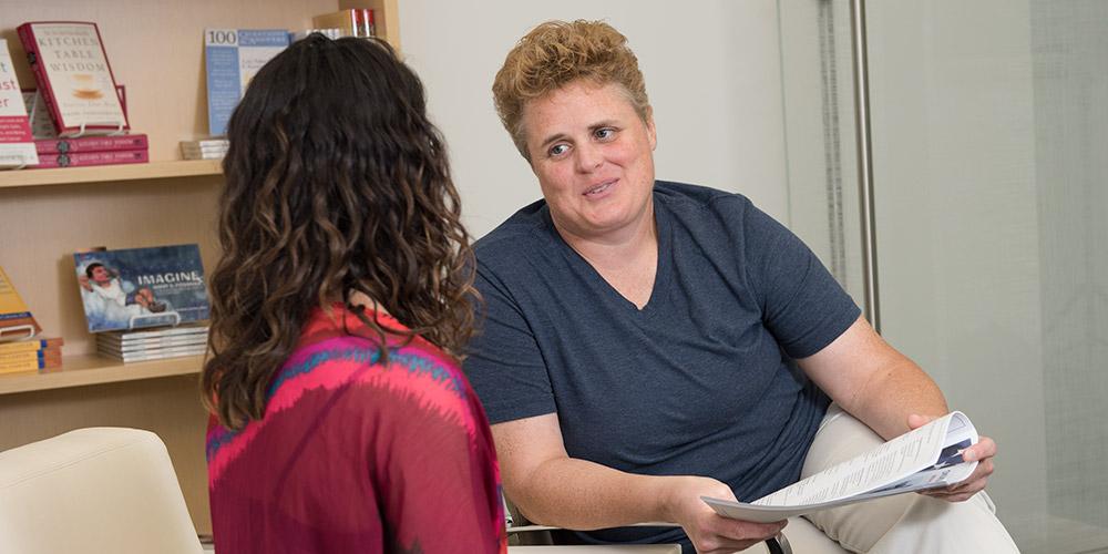 social worker with patient