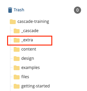 screenshot of the extra folder