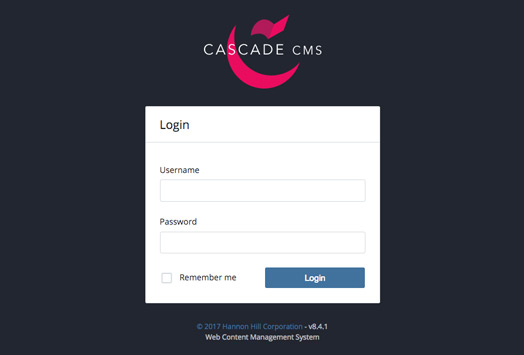 Login screen