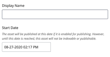 Display name and start date