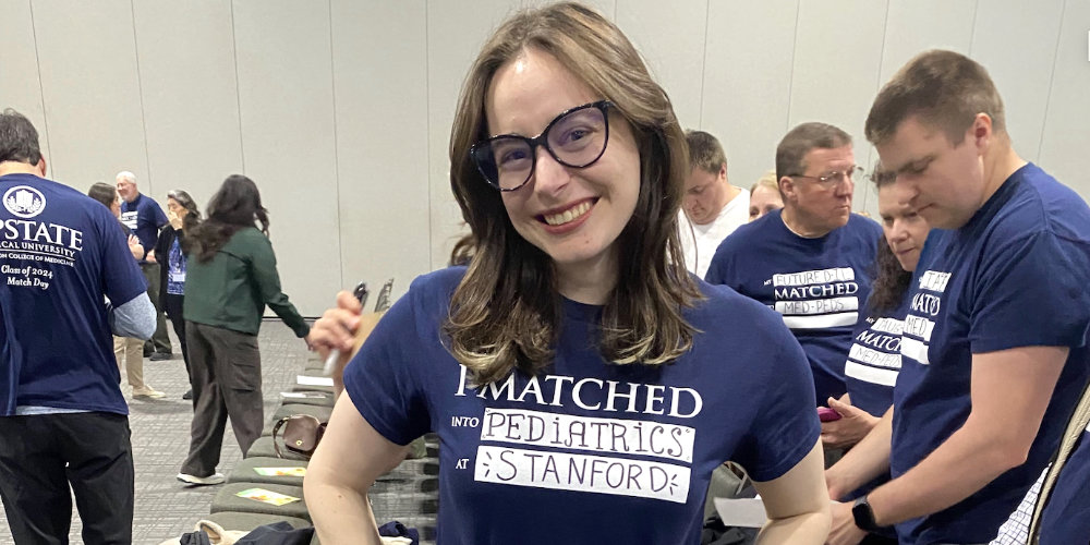 Sara Vukojevic, MS ‘20, MD ’24, on Match Day, 2024.