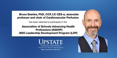Bruce Searles, PhD, CCP, LP, CES-a, associate professor and chair of Cardiovascular Perfusion, selected for ASAHP's 2025 Leadership Development Program