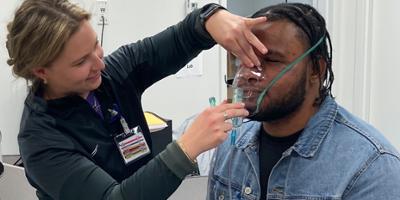 Students practicing with a respirator