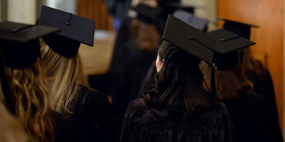 College of Nursing students lining up for Graduation