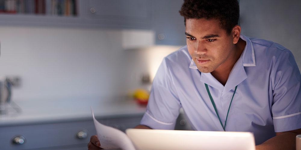 Student studying at computer