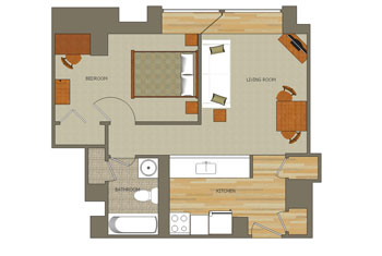 One bedroom apartment layout