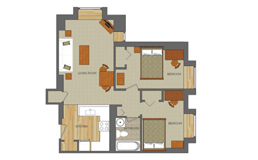 Two bedroom apartment layout