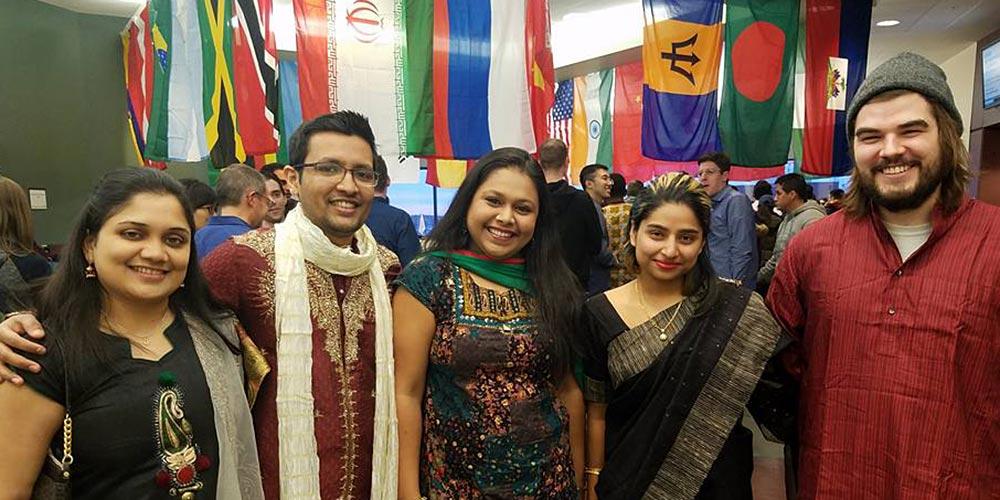 International students with flags