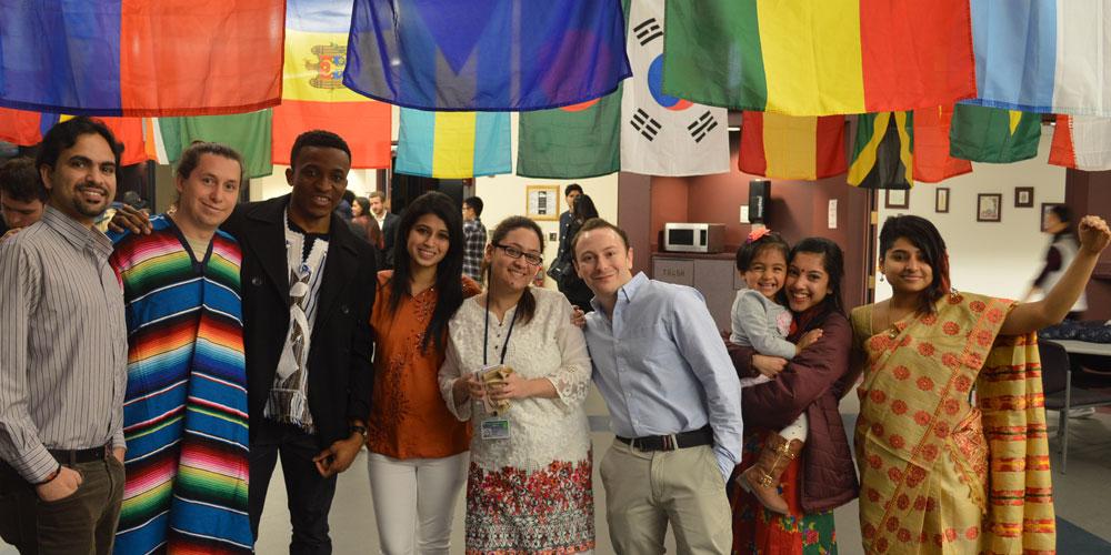 International students with international flags