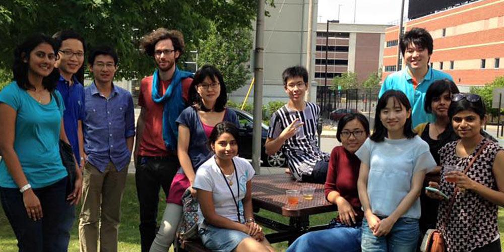 students at picnic table