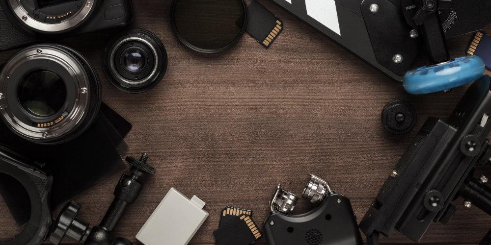 modern video production equipment on a table