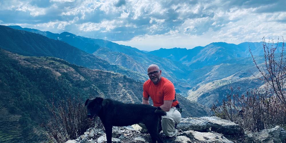 Brian Kloss, DO, hiking Nag Tibba, 3,022 metres, the highest peak in the lesser himalayan region of Uttarakhand state in Northern India.