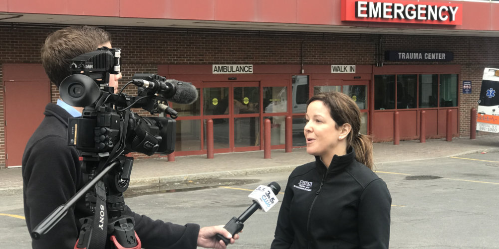 Interview with local television station in front of Emergency department