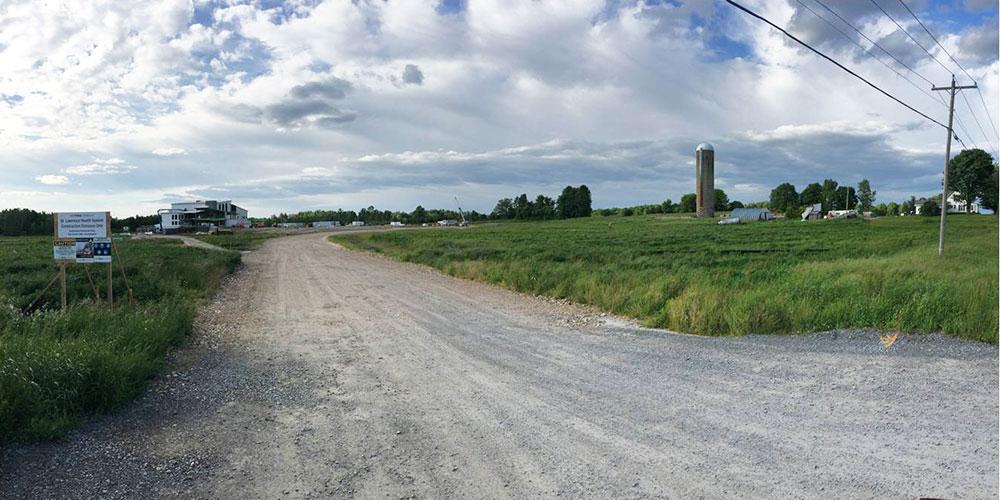 Farm landscape with silo.