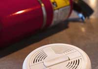 fire extinguisher and smoke alarm