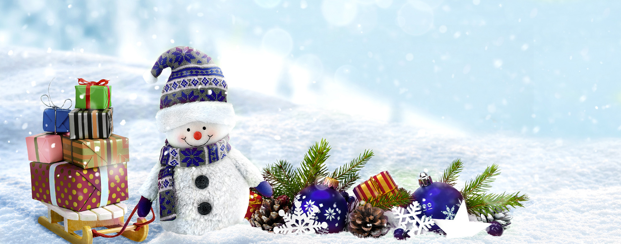 snowman with presents
