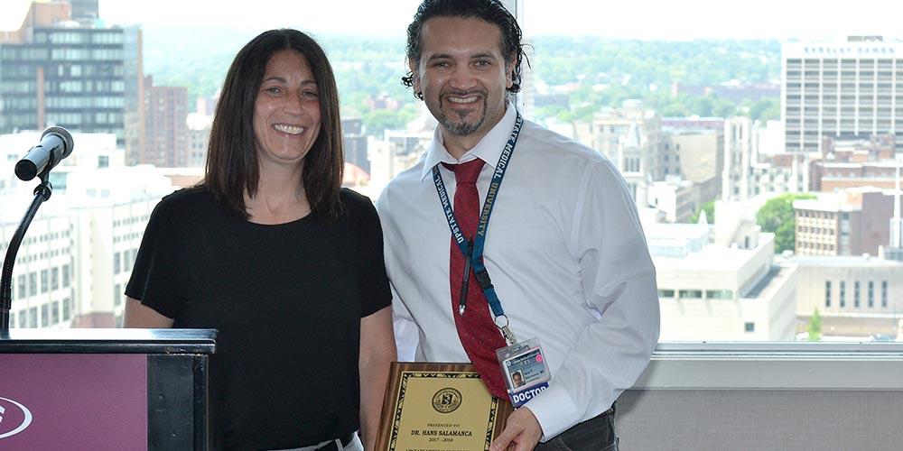 Dr. Danielle Katz (Associate Dean, GME) and Dr. Hans Salamanca (recipient of Beyond the Doctorate Research Day Oral Presentation Award) 
