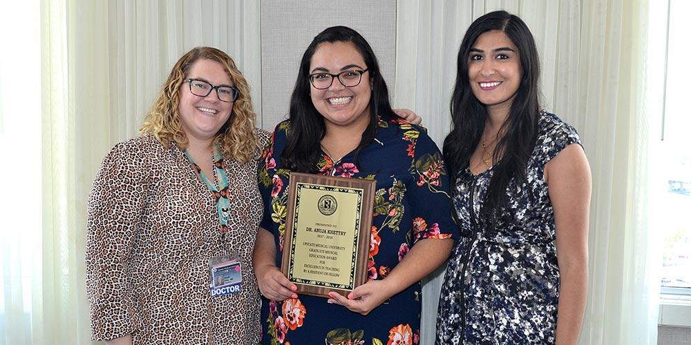 Dr. Sarah Ellis, Dr. Anuja Khettry (recipient of Excellence in Teaching Award, Dr. Sara Batool