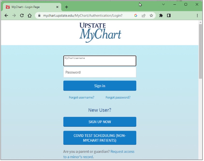 login screen