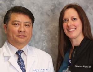 Jeffrey Pu, MD, PhD, left, and nurse Meghan Lewis