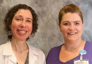 Kim Wallenstein, MD, PhD, left, and nurse Kim Nasby (photo by Jim Howe)