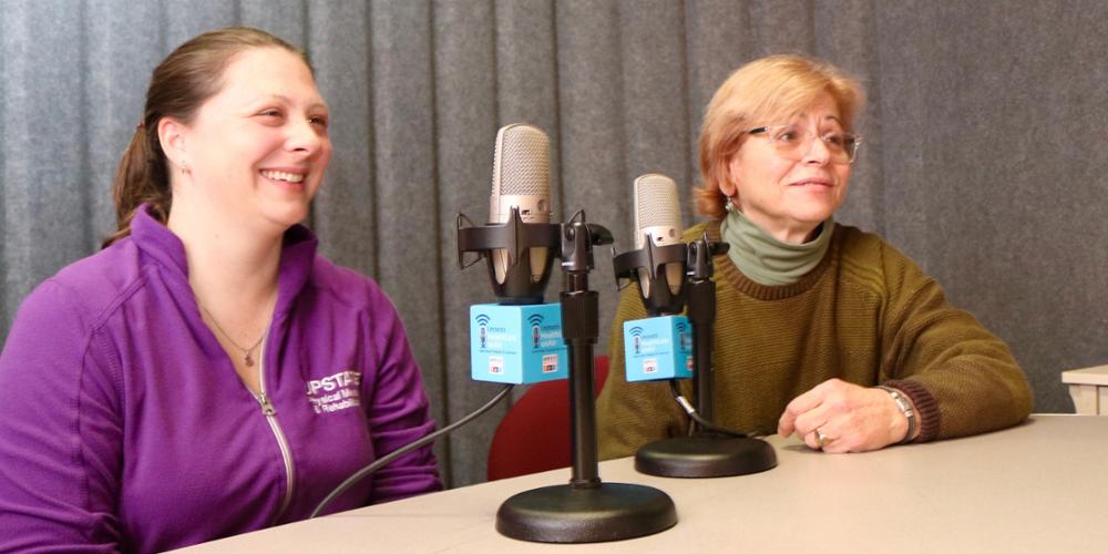 Speech language pathologist Lauren Westby, left, and Joanne Scandale, PhD, are certified brain injury specialists at Upstate (photo by Jim Howe)