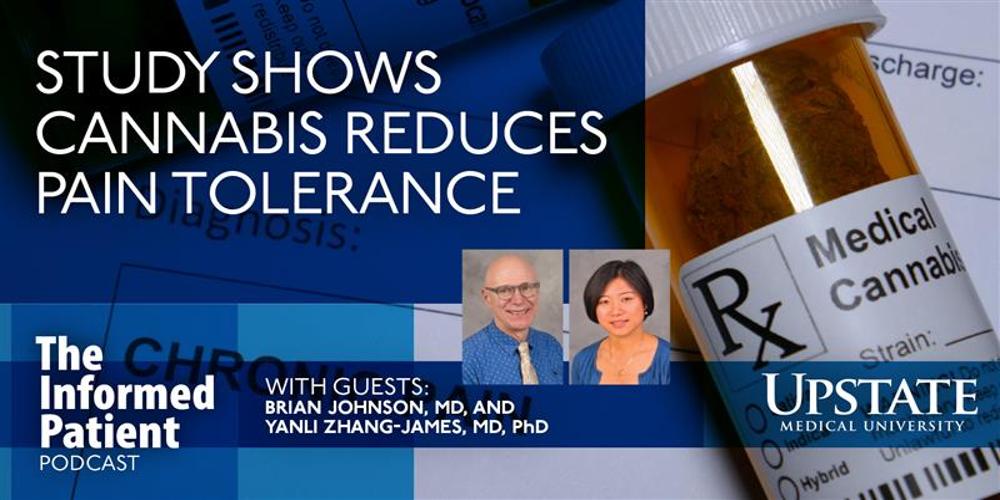 Study show cannabis reduces pain tolerance, with guests Brian Johnson, MD, and Yanli Zhang-James, MD, PhD, on Upstate's The Informed Patient podcast