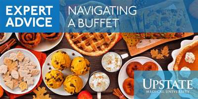 Tips for healthy choices at a buffet table