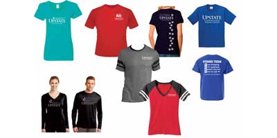 Upstate-branded apparel is customized for events we sponsor such as National Cancer Survivors Day and organizations we support such as the March of Dimes and American Heart Association.