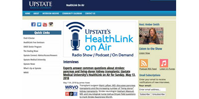 Marketing is the creator of an award-winning radio show which airs on NPR-affiliate WRVO. Visit http://blogs.upstate.edu/healthlinkonair to listen.