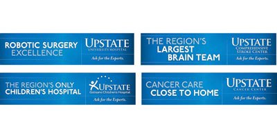 Clear messages and simple graphics in the Upstate brand work well on Centro buses.