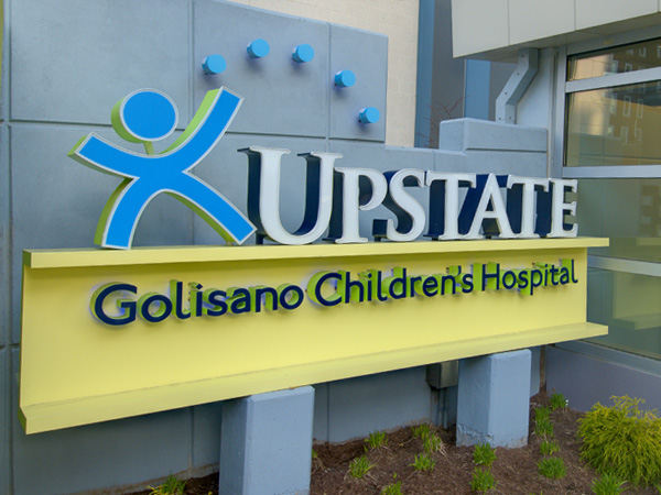 Marketing works with Facilities Planning to ensure that new signage meets the standards of this sign, located at the entrance of the childrenÂ’s hospital.