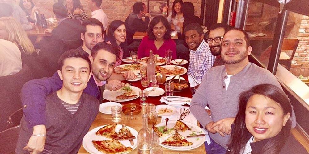 Pizza out with friends.