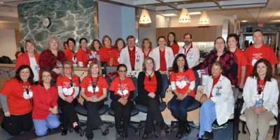 Upstate's Cardiac Care Unit staff decked out in red
