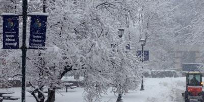 Winter storm begins at Weiskotten Hall