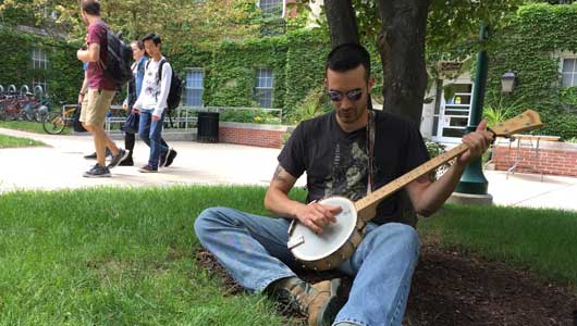 Banjo in the courtyard