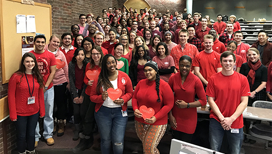 Medical students go red to support national Go Red Day.
