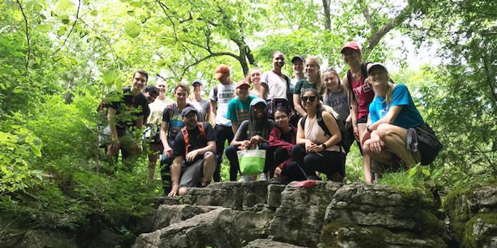 The 2019 Summer Undergraduate Research Fellowship Program students pose for a photo on one of their extracurricular trips this summer.
