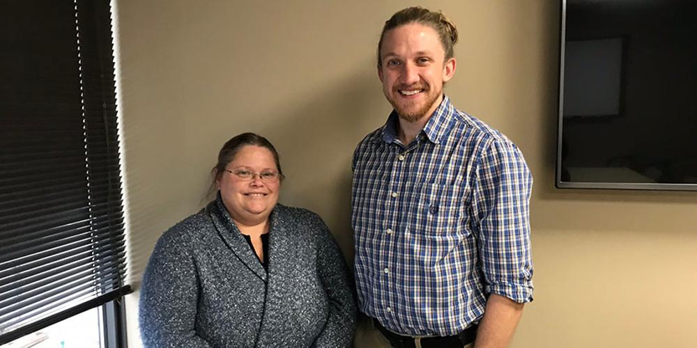 Medication Assistance Coordinators Heidi King and Ryan Dieffenderfer work with the Outpatient Pharmacy whenever a patient’s medication will cost them more than a $25 co-pay.