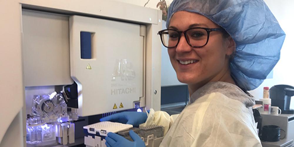 Medical technologist Kristyn Zaremba works in an Upstate lab.