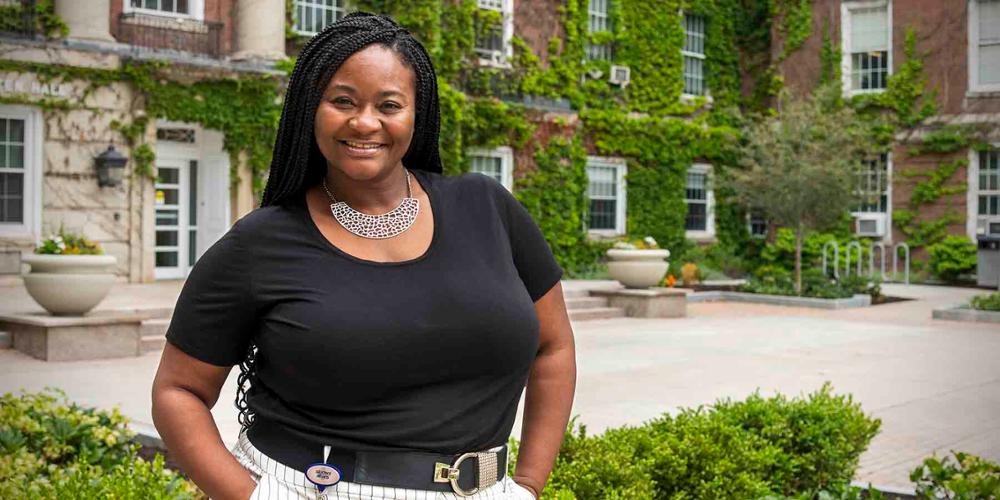 Nakeia Chambers outside Weiskotten Hall.