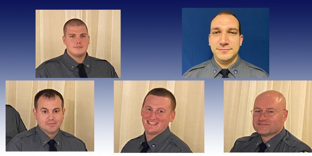 Officers Dylan Lyons, Brian Patterson David Woodward and Lt. Michael Jorgensen and Lt. John Stefanko were recently honored for their work.