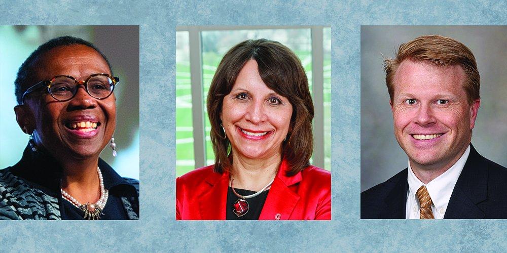 Degree recipients Vanessa Northington Gamble, MD, PhD, Bernadette Melnyk, PhD, and Tait Shanafelt, MD, have made substantial contributions in areas of social justice, equity, clinician wellness and evidence-based practice  