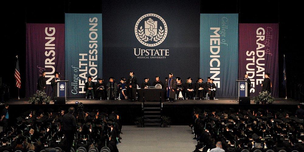 Students from Upstate's colleges of Graduate Studies, Health Professions, Medicine and Nursing will be awarded degrees, ranging from bachelor's degrees to doctorates.